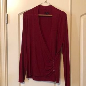 Burgundy sweater with mock wrap around